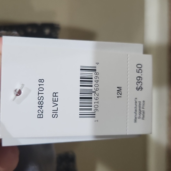 BCBGirls 12M 2 piece shoulderout silver shirt w/black tights with star print. - Picture 3 of 4